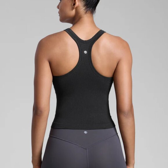 CRZ Yoga Seamless Racerback Built in Bra Ribbed Tank - Picture 2 of 8
